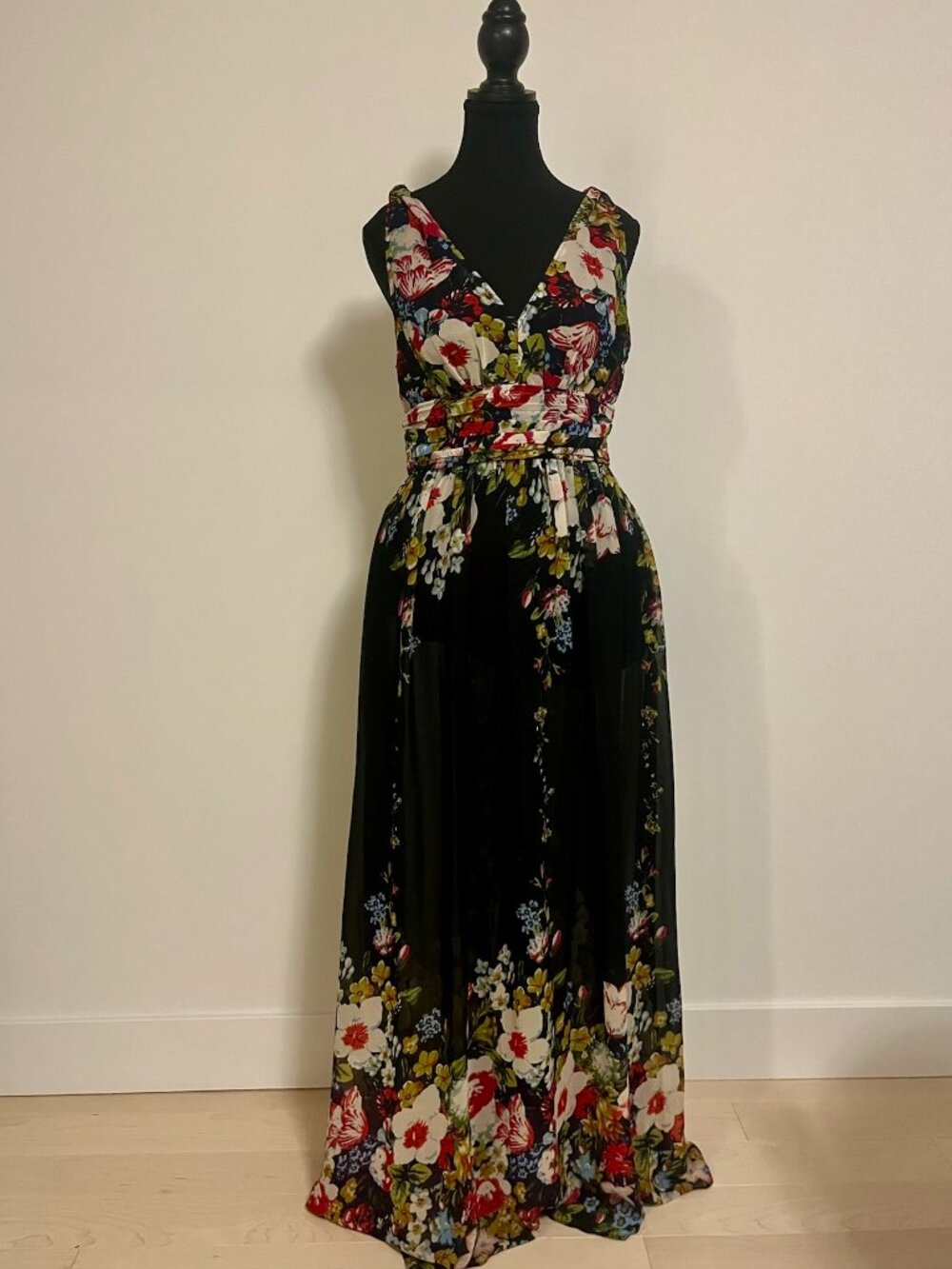 Ever Pretty Floral  Black Maxi Dress